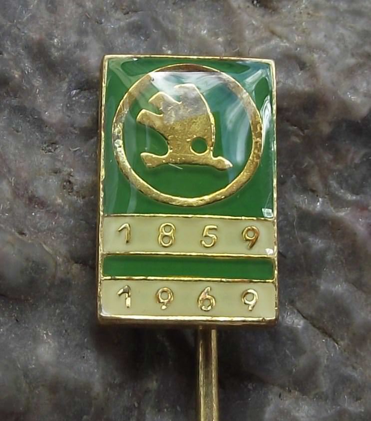 1969 Skoda Autos Company Czech Motor Car Maker 110th Anniversary Pin Badge - Badgecrazy