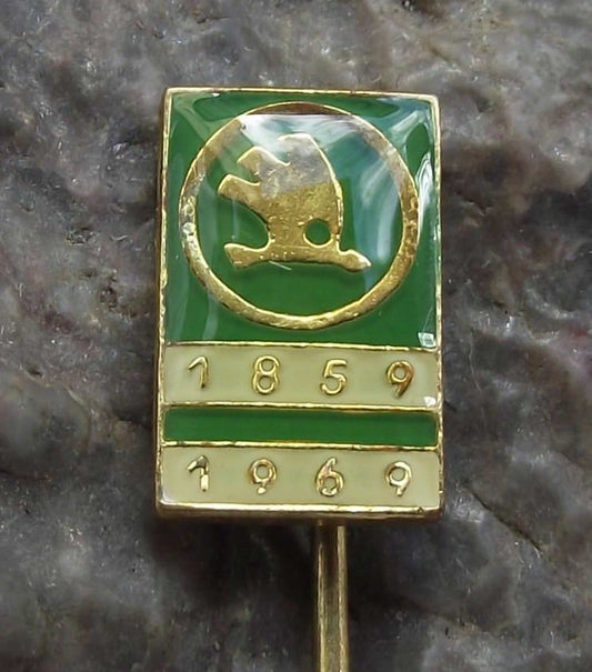 1969 Skoda Autos Company Czech Motor Car Maker 110th Anniversary Pin Badge - Badgecrazy