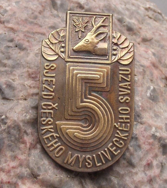 1988 CMS Czech Hunting Association 5th National Convention Stag Deer Pin Badge - Badgecrazy