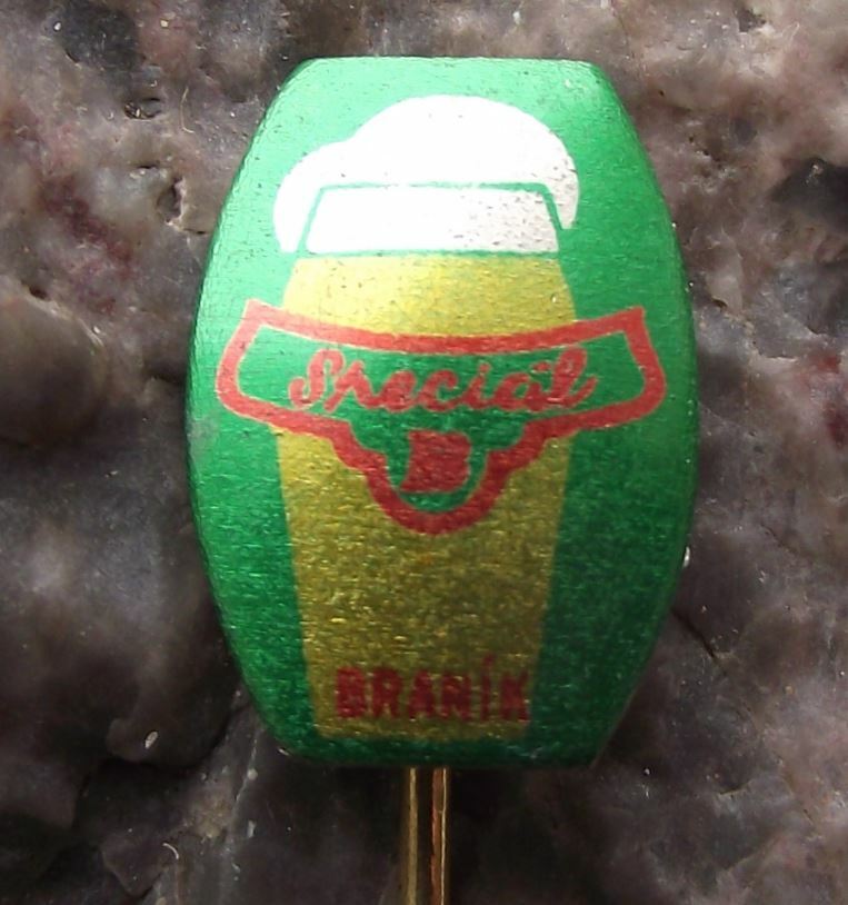 Vintage Branik Special B Czech Brewery Lager Beer Advertising Green Pin Badge - Badgecrazy