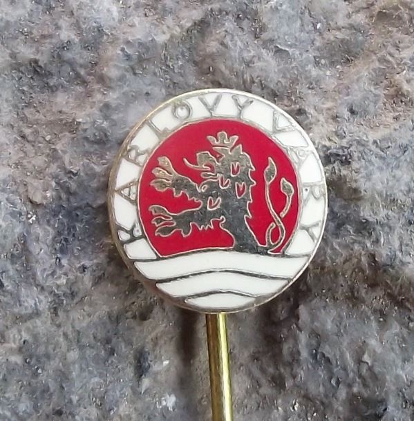 Vintage Karlovy Vary Karslbad Carlsbad Spa Heraldic Crest Coat of Arms Pin Badge - Badgecrazy