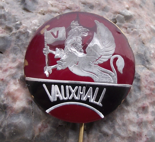 Vintage Vauxhall Motors UK English Car Builder Griffin Flag Logo Pin Badge - Badgecrazy