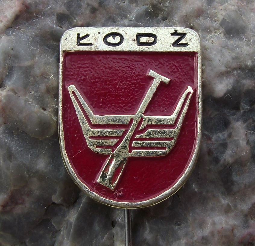 Antique Lodz Poland Polish Boat Oar Coat of Arms Heraldic Crest Pin Badge - Badgecrazy