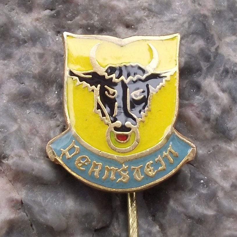 Pernstejn Bernstein Black Bull Czech City Coat of Arms Heraldic Crest Pin Badge - Badgecrazy
