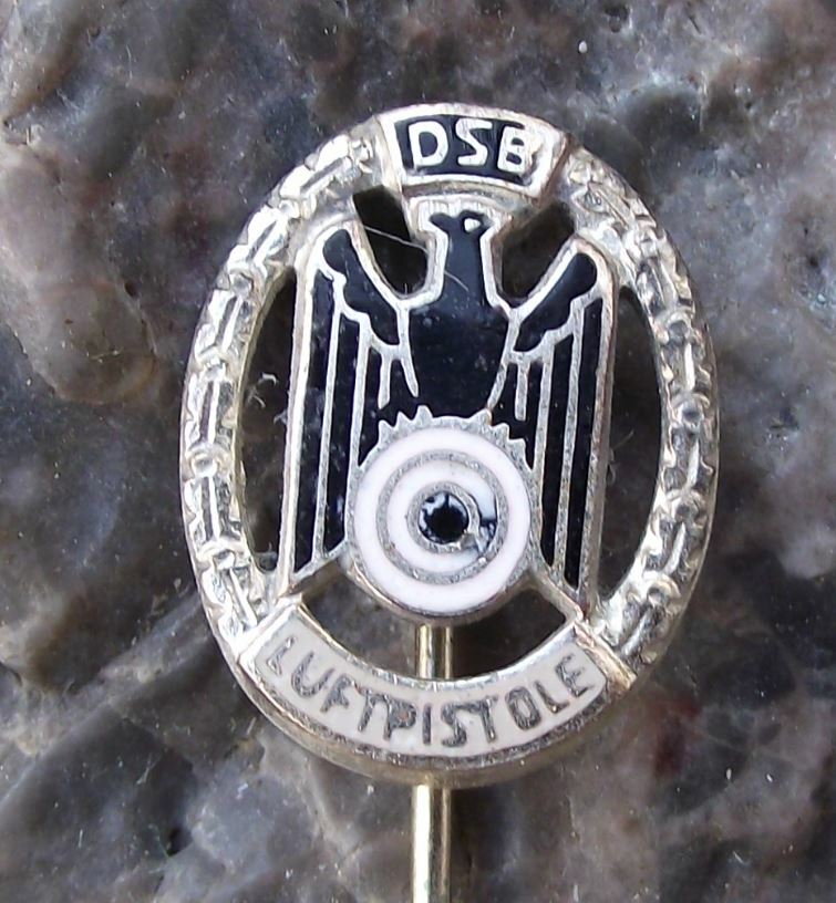Vintage German Gun Shooting Club Association Air Pistol Silver Award Pin Badge - Badgecrazy