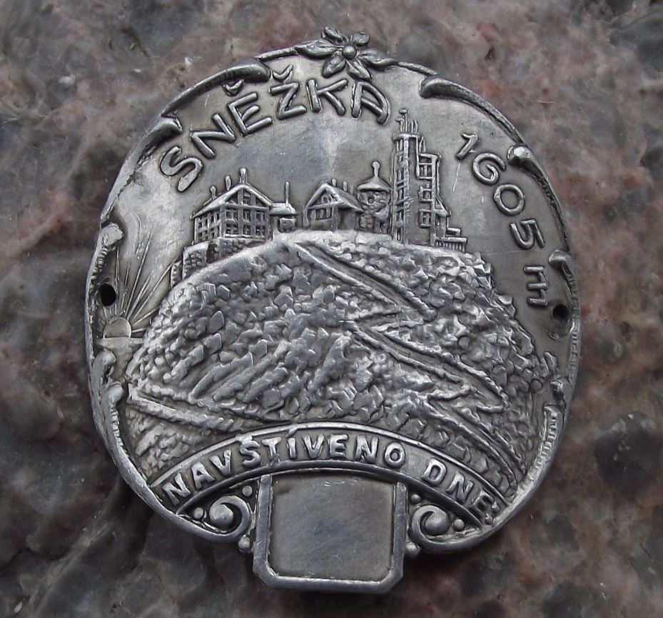 Antique Snezka 1605 Krkonose Mountains Peak Walking Stick Shield Stocknagel - Badgecrazy