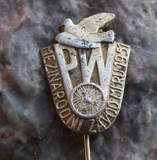 1951 PBW BPW WBP International Bicycle Bike Road Race Prague Cycling Pin Badge