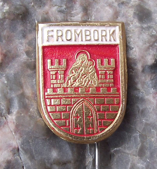 Vintage Frombork Polish City Poland Heraldic Crest Coat of Arms Pin Badge - Badgecrazy