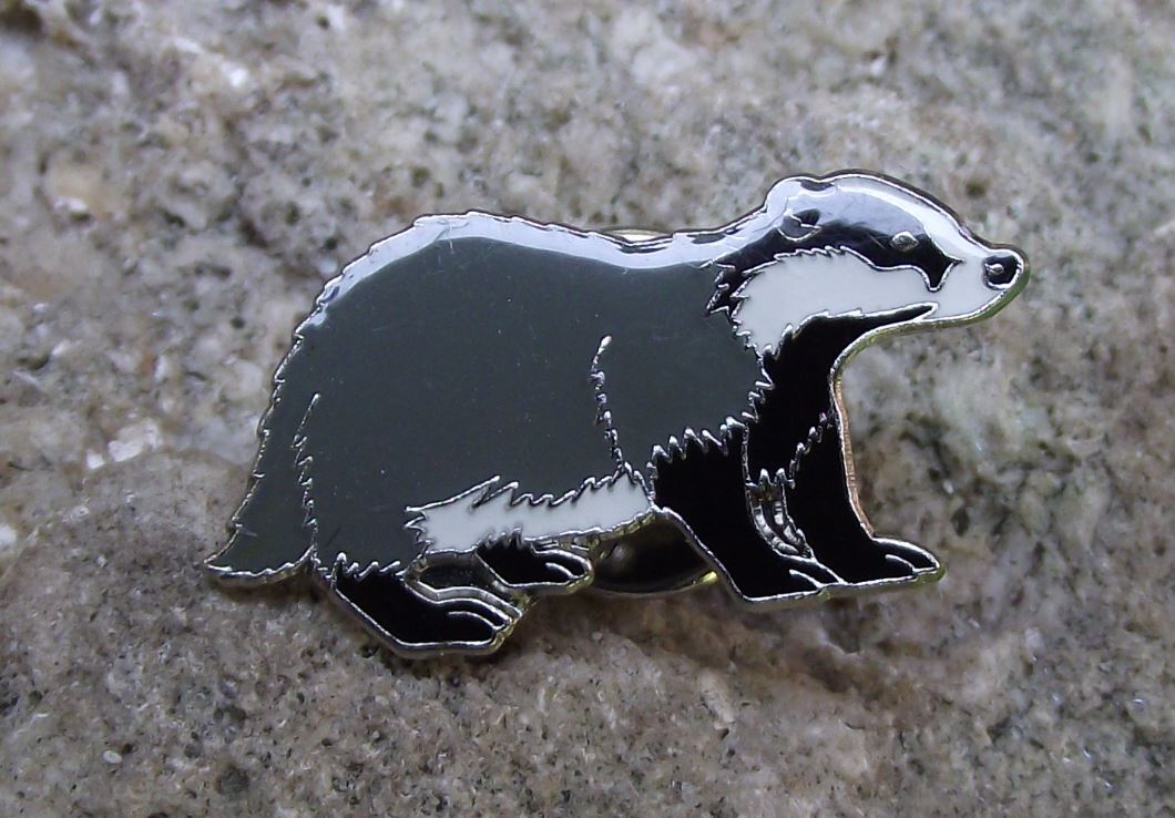 European Striped Badger Black White Face Woodland Animal Brooch Pin Badge - Badgecrazy