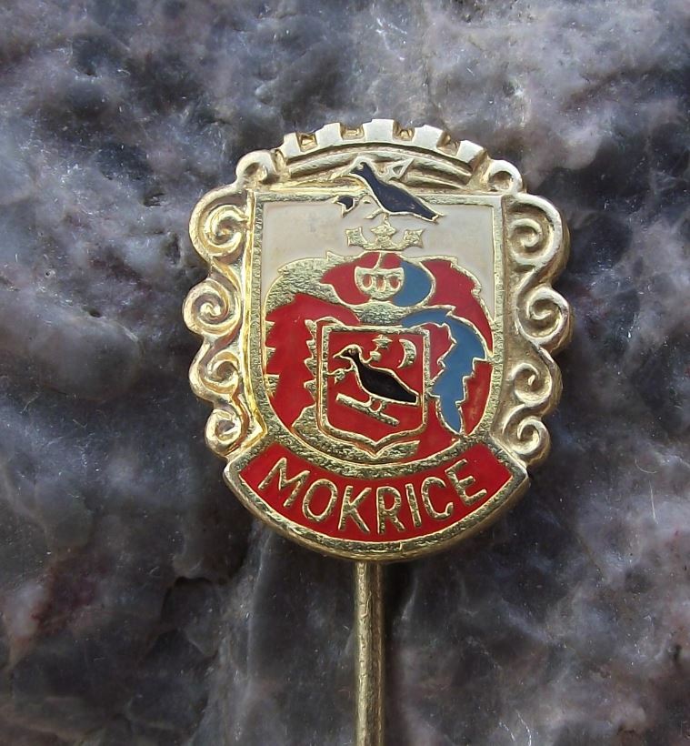 Antique Mokrice Czechoslovakia Dead Crow Coat of Arms Heraldic Crest Pin Badge - Badgecrazy