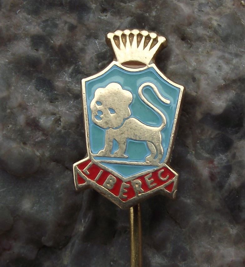 Antique Liberec City Czechoslovakia Crowned Lion Logo Motif Souvenier Pin Badge - Badgecrazy