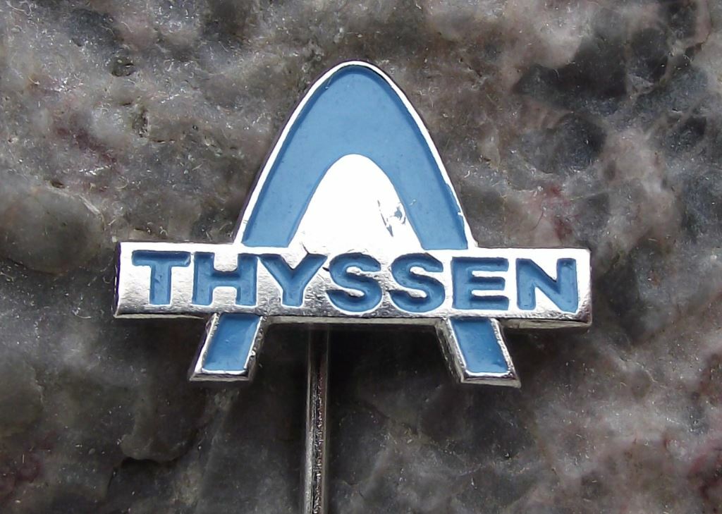 Antique Thysssen AG German Steel Foundry Works WW2 Ships Tanks Company Pin Badge - Badgecrazy