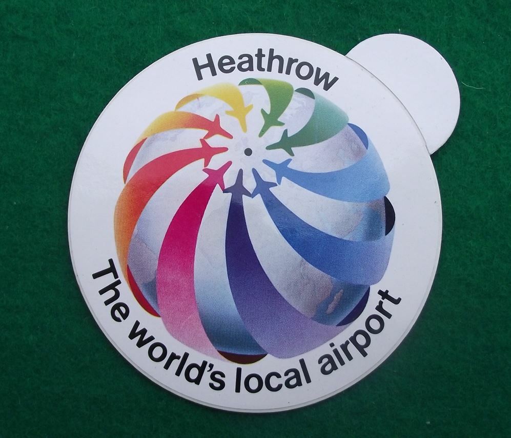 Vintage Heathrow The Worlds Local Airport UK Aviation Sticker Decal - Badgecrazy