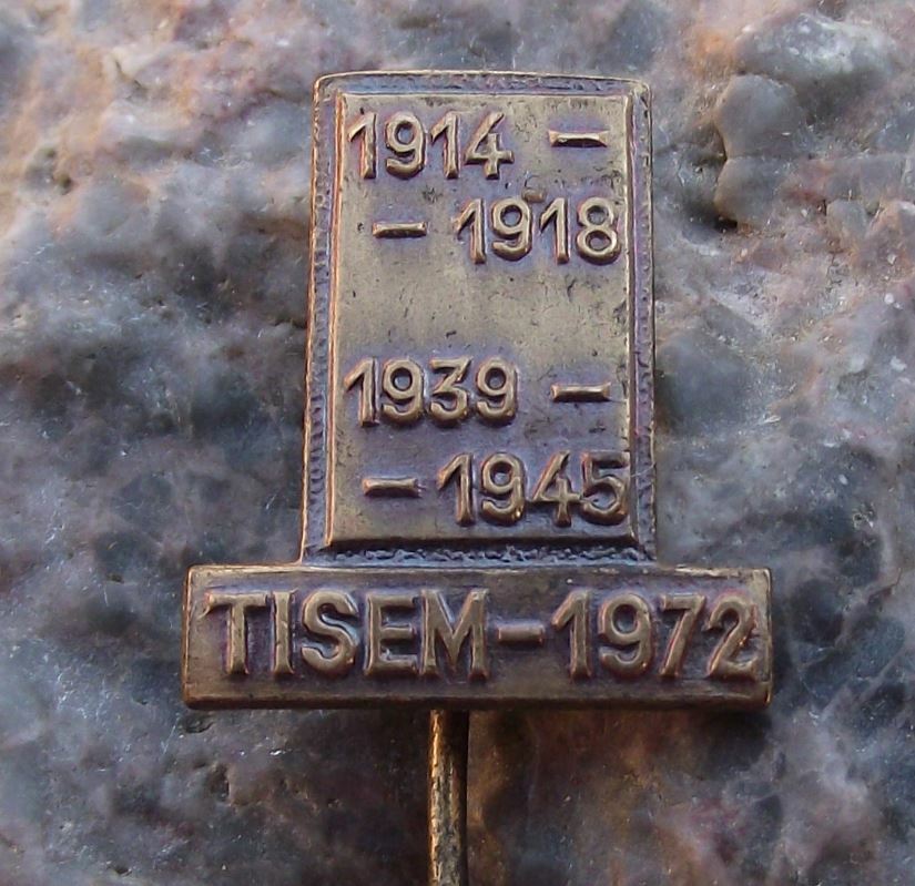1972 Tisem Czechoslovakia Village SS Nazi Training Camp War Memorial Pin Badge - Badgecrazy