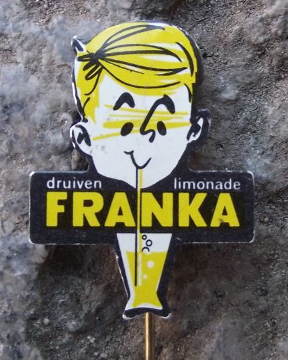 Franka Druiven Limonade Dutch Holland Grape Lemonade Boy & Straw Advertising Pin - Badgecrazy