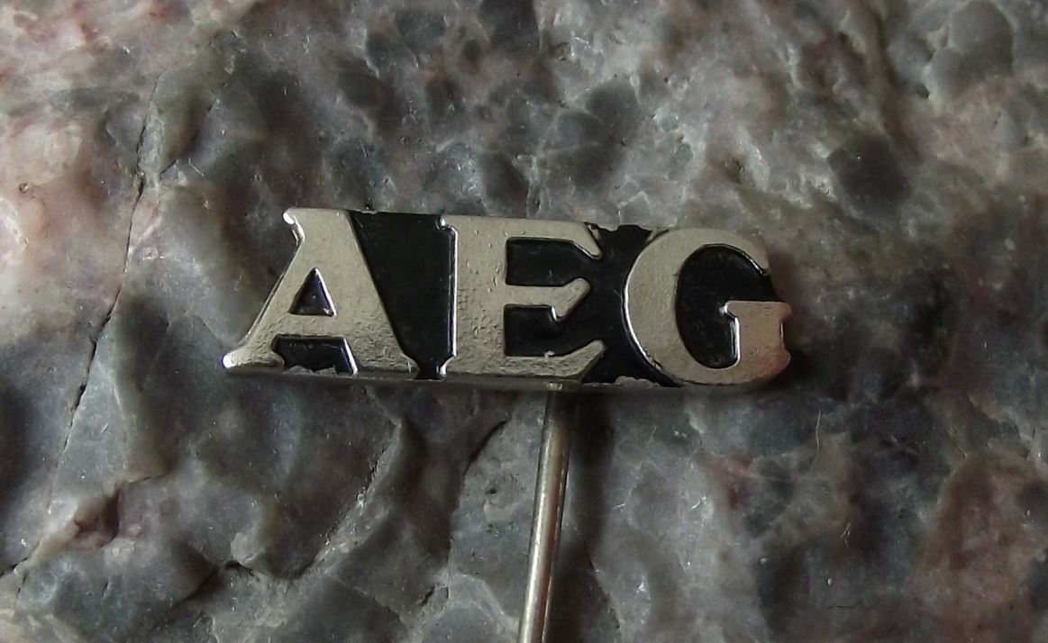 Vintage AEG East Germany German Electrical Equipment Maker Logo Pin Motif Badge - Badgecrazy