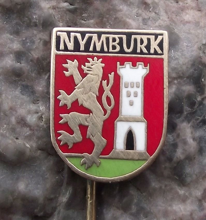 Antique Nymburk Two Tailed White Lion Coat of Arms Heraldic Shield Pin Badge - Badgecrazy