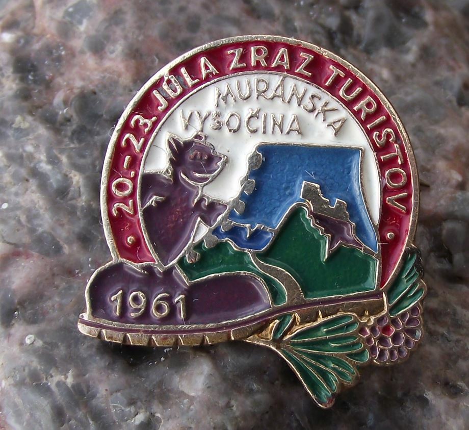1961 Slovakia Muranska Vysocina 1061m Mountain Trail Tourist Souvenier Pin Badge - Badgecrazy