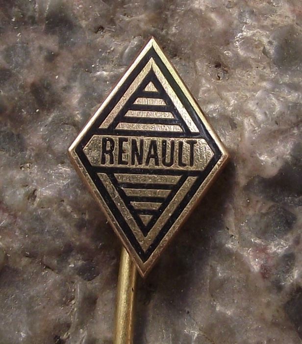 Antique 1960s Renault French Car Maker Diamond Logo Advertising Marque Pin Badge - Badgecrazy