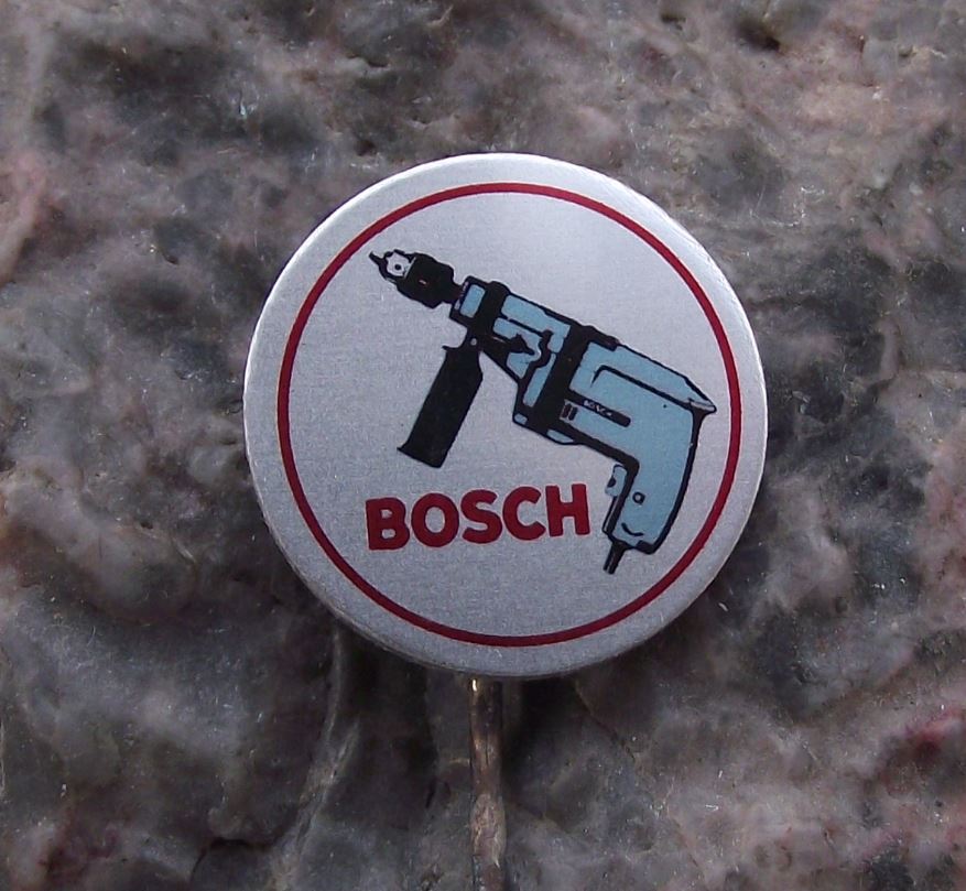 Antique Robert BOSCH Gmbh Electric Power Drill Tool German Advertising Pin Badge - Badgecrazy