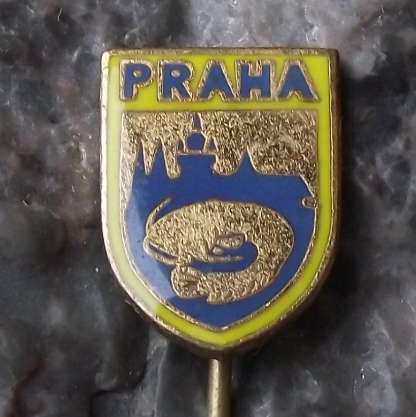 Antique Praha Prague Fishing Angling Association Wels Catfish Fish Pin Badge - Badgecrazy