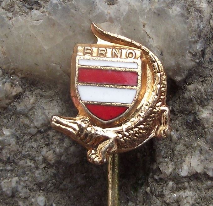 Brno Small Crocodile Alligator Dragon Red White Striped Heraldic Crest Pin Badge - Badgecrazy