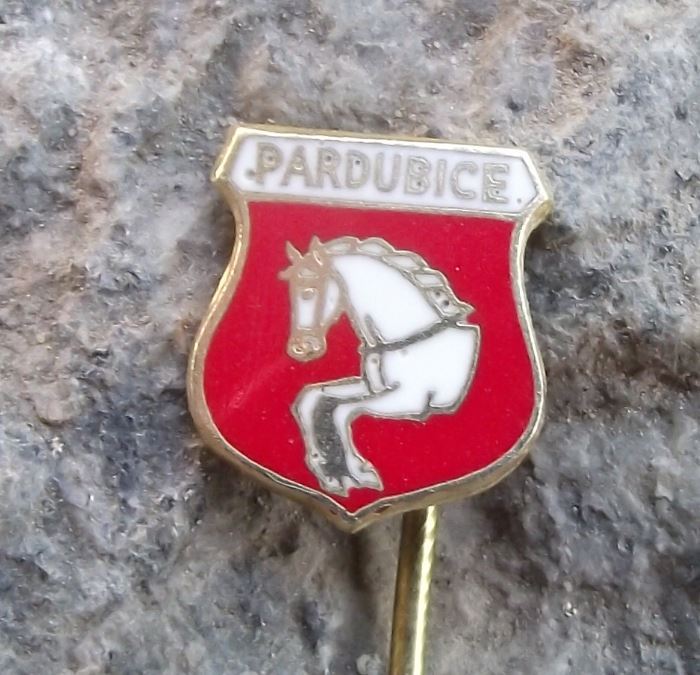 Pardubice White Horse Racing Czech City Heraldic Crest Coat of Arms Pin Badge - Badgecrazy
