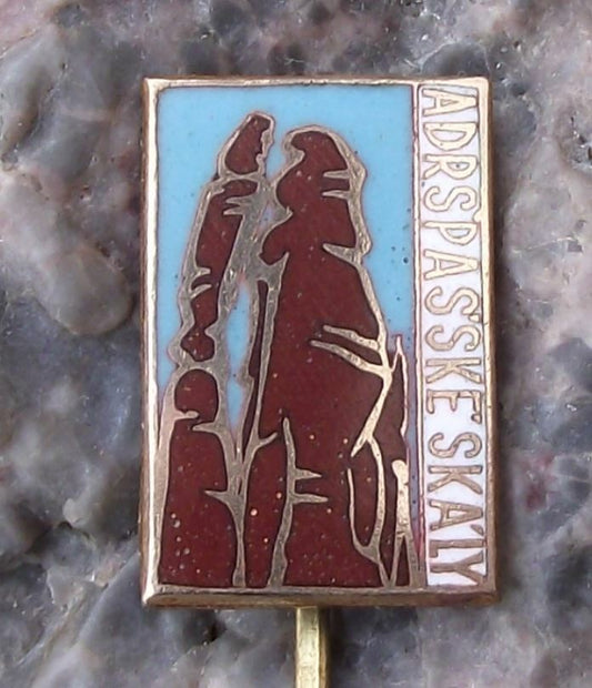 Vintage Adrspach Adrspasske Skaly Sandstone Czech Rock Climbing Resort Pin Badge - Badgecrazy