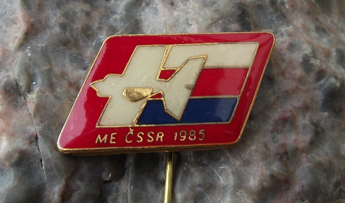 1985 FAI European Aerobatic Championships Czechoslovakia Stunt Plane Pin Badge - Badgecrazy