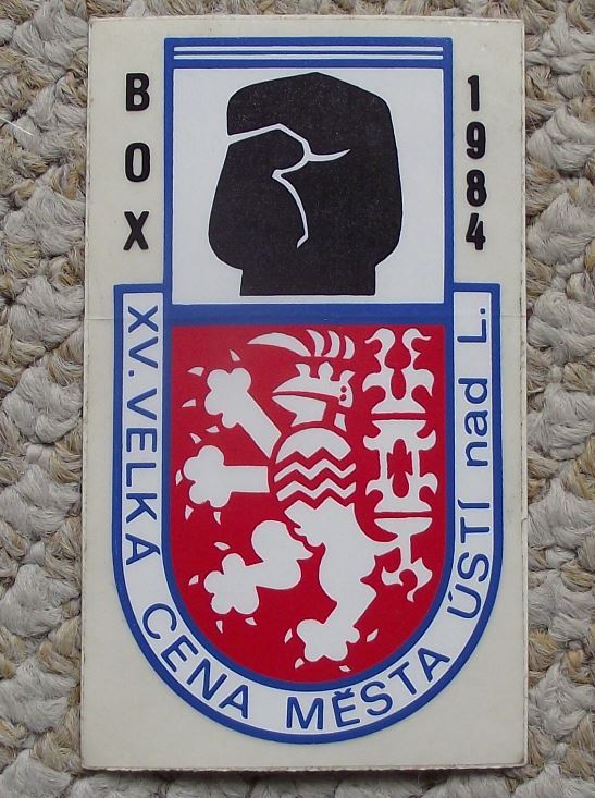 1984 Czechoslovakia Boxing Title Fight Usti nad Labem Glove Lion Decal Sticker - Badgecrazy