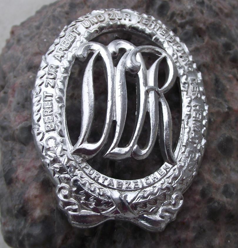 Antique Large Silver DTSB East German DDR Central Sports Laurels Pin Badge - Badgecrazy