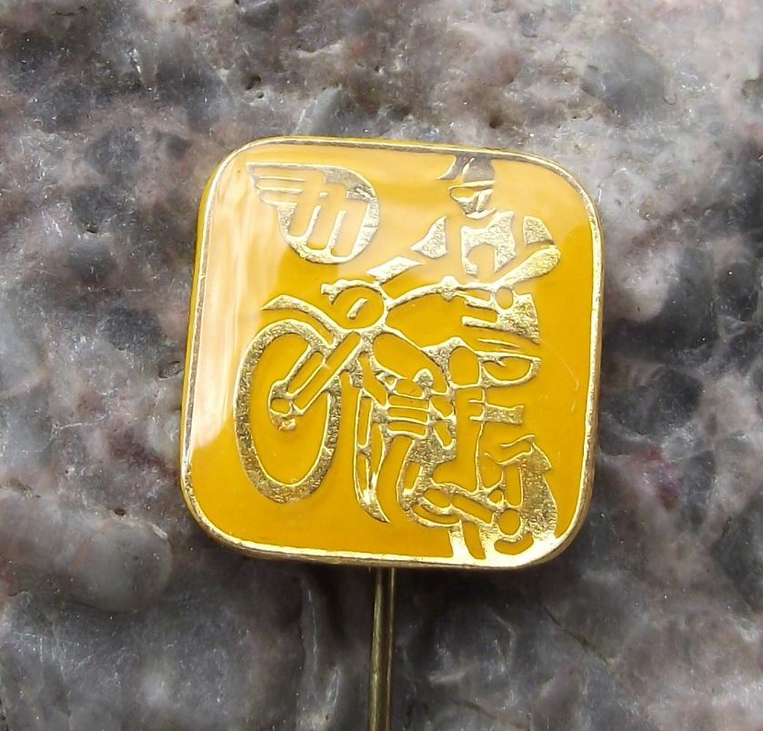 Antique Leaping Motocross MX Motorbike Rider Mototechna Czech Race Pin Badge - Badgecrazy