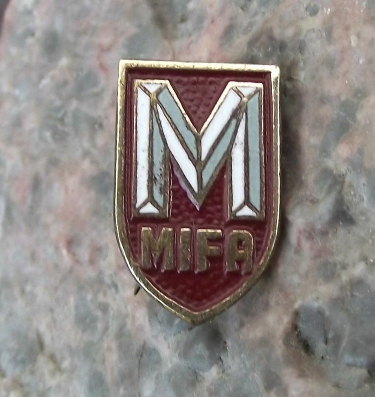 Vintage MIFA East German Germany Bicycle Company Shield Brooch M Logo Pin Badge - Badgecrazy