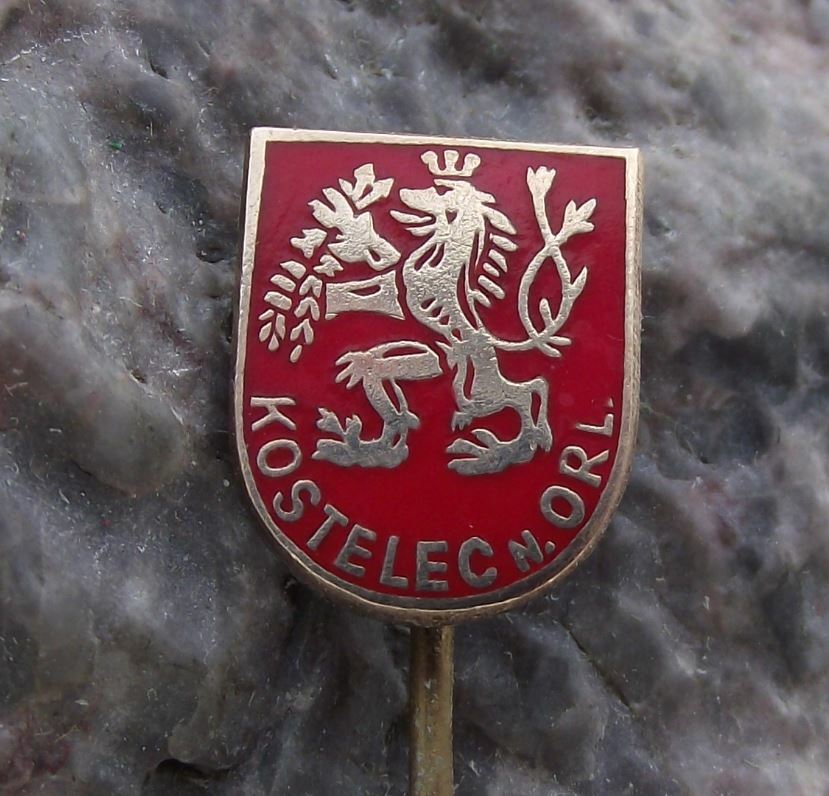 Antique Kostelec nad Orlici Official Coat of Arms Heraldic Crest Pin Badge - Badgecrazy