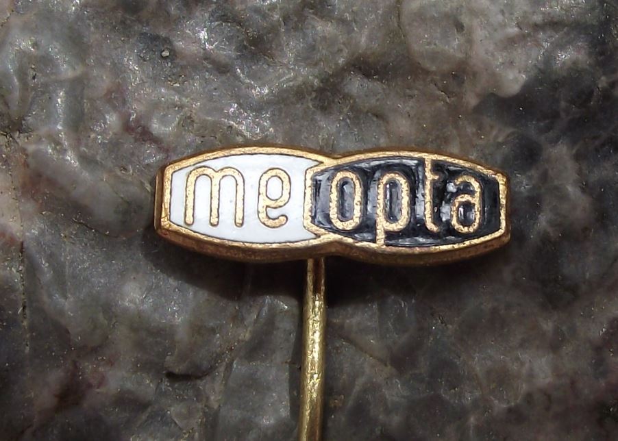Vintage Meopta Czech Stereo Camera Company Optics Lenses Logo Pin Badge Black - Badgecrazy