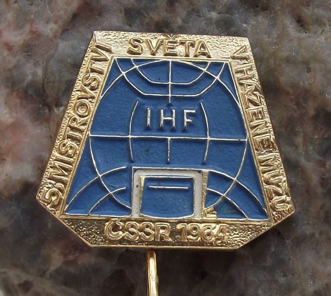 1964 IHF 5th World Mens Handball Championships Souvenier Hand Ball Pin Badge - Badgecrazy