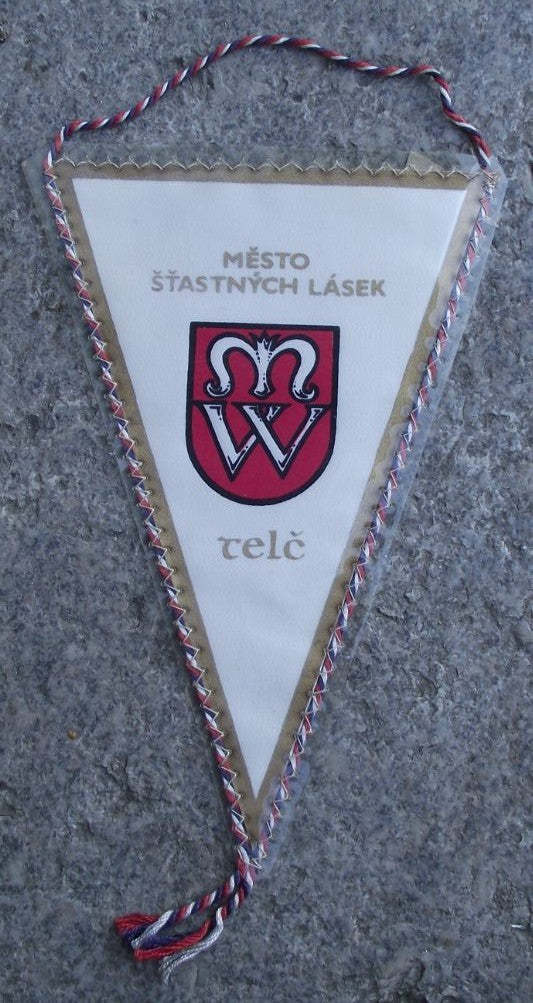 Telc Mesto Lasek City of Joyous Love Czechoslovak Tourist Pennant Flag - Badgecrazy