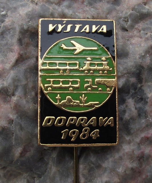 1984 Vystava Doprava Czech Transport Exhibition Show Ship Bus Plane Pin Badge - Badgecrazy