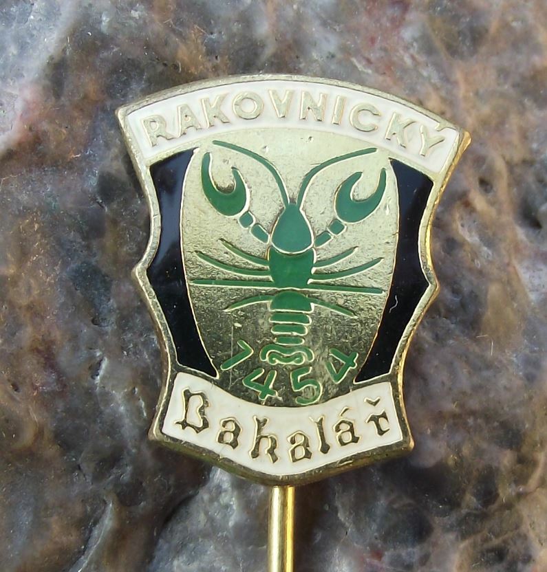 Antique Bakalar Rakovnicky Pivovar Czech Lobster Logo Brewery Beer Pin Badge - Badgecrazy