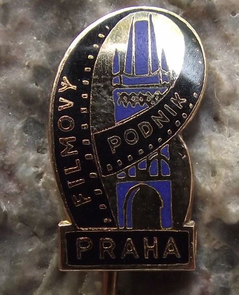 Antique Prague Czech Cinematic Film Company Movie Film Reels Pin Badge - Badgecrazy