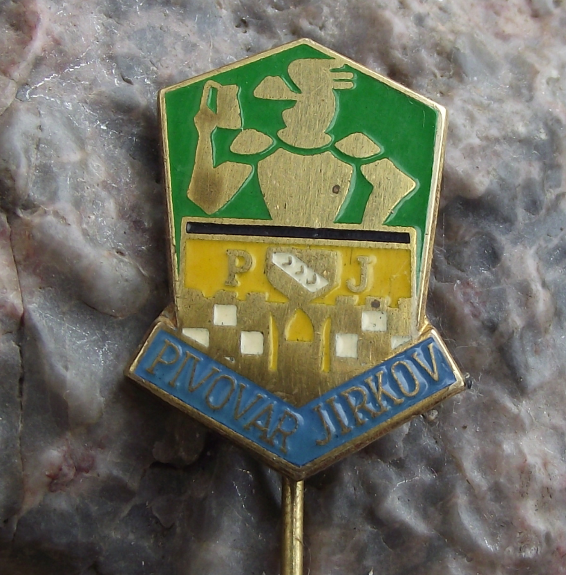 Antique Pivovar Jirkov PJ Brewery Czech Lager Beer Advertising Pin Badge - Badgecrazy