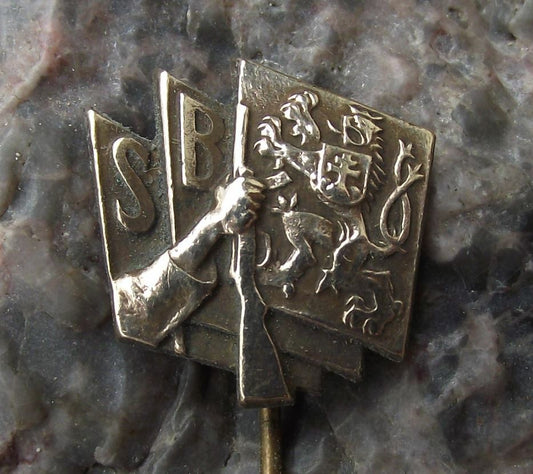 Antique Defense Union Czechoslovakia Ministry of Defence Soldier SB Pin Badge - Badgecrazy