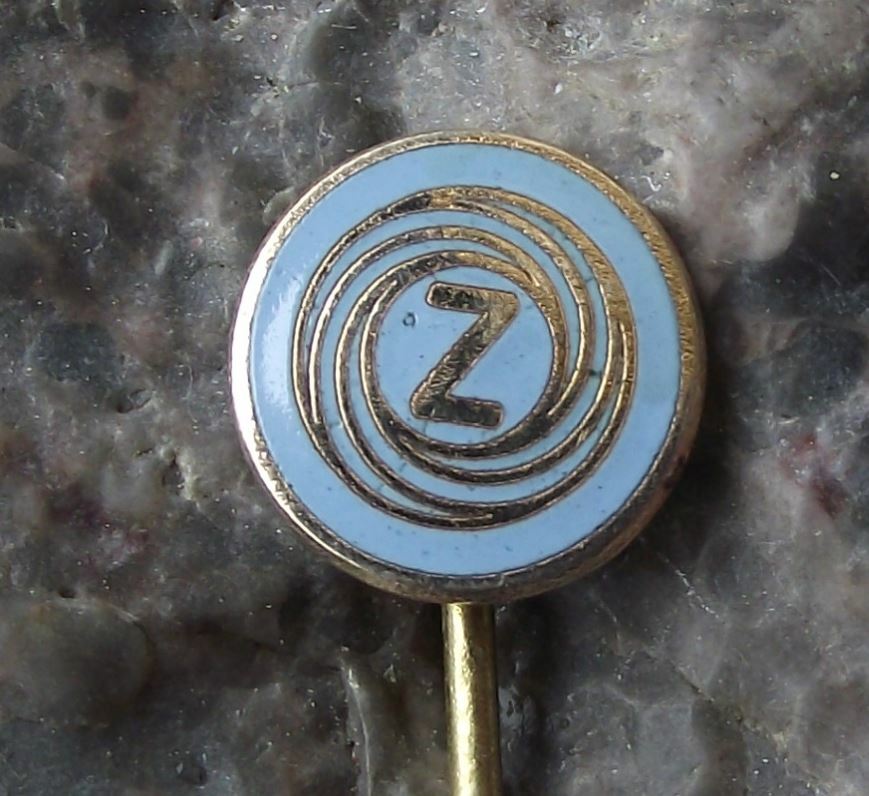 Antique CZ Weapons Pistols Rifle Gun Factory Czechoslovakia Light Blue Pin Badge - Badgecrazy