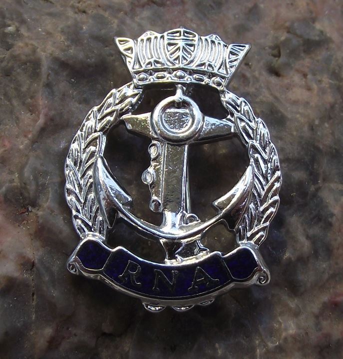 Antique Royal Navy Association RNA Anchor Crown Military Service Pin Badge - Badgecrazy