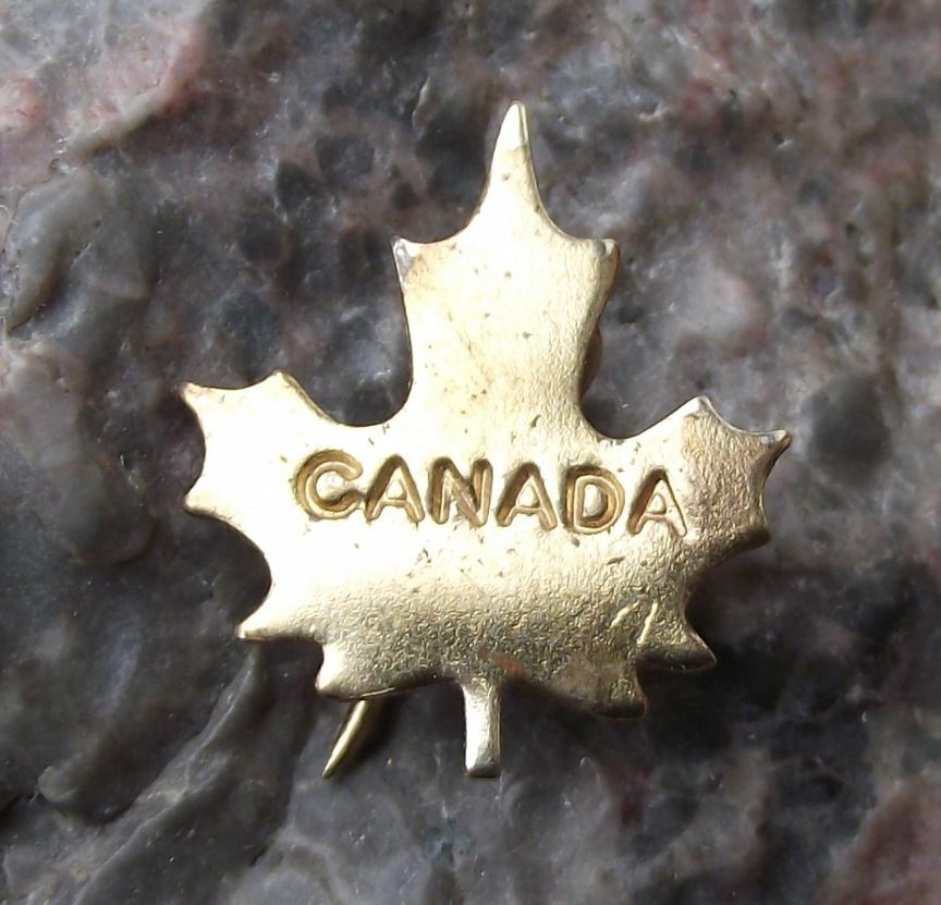 Antique Golden Canada Maple Leaf National Canadian Emblem Motif Pin Badge - Badgecrazy