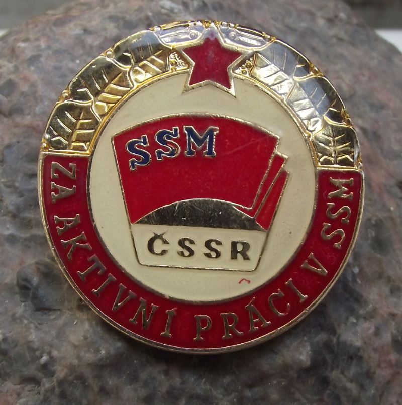 Antique Worker Award Red Star SSM CSSR Communist Youth Decoration Pin Badge - Badgecrazy