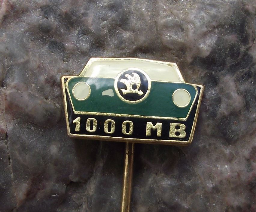 1960s Skoda Classic Cars 1000 MB Front View Headlights & Logo Antique Pin Badge - Badgecrazy