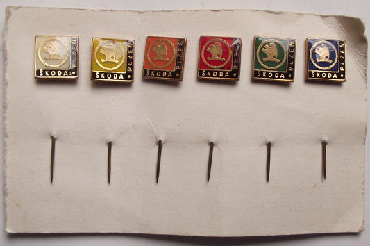 Complete Set of Skoda Cars Automobiles Plzen Czech Advertising Pin Badges - Badgecrazy