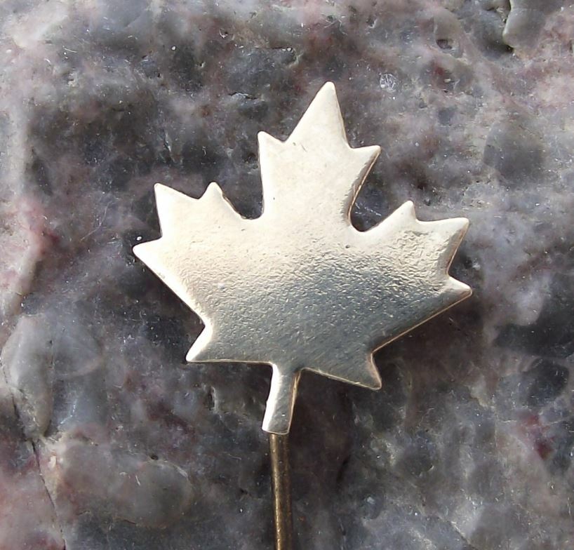 Antique Golden Colour Canada Maple Leaf National Canadian Emblem Motif Pin Badge - Badgecrazy