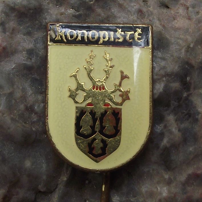 Konopiste Konopischt Czech Castle Schloss Deer Antler Heraldic Crest Pin Badge - Badgecrazy